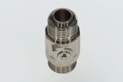 Metallischer Absperrhahn mit Außengewinde von Bosch, zylindrische Form, mit einer Öffnung und einem mechanischen Betätigungselement auf der Vorderseite.